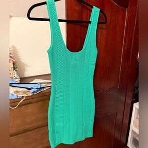 Herve Leger Teal Knit Bodycon Mini Dress